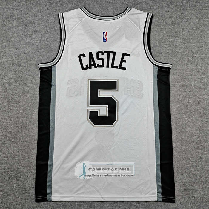 Camiseta San Antonio Spurs Stephon Castle NO 5 Association 2025-26 Blanco